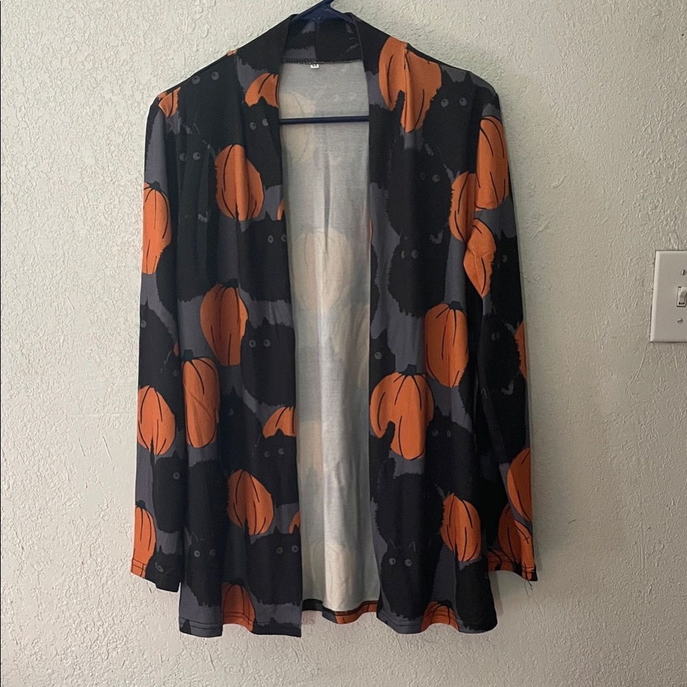 Black and Orange Pumpkin Patterned Women's Sweater